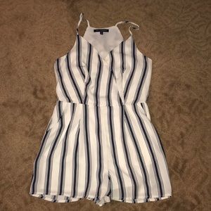 White and Blue striped romper